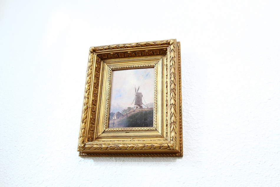 Figures before Windmill / Oil Painting