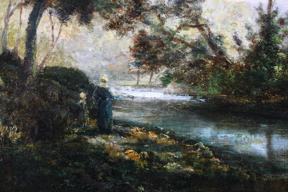 Woodland with a mother and child / Oil Painting