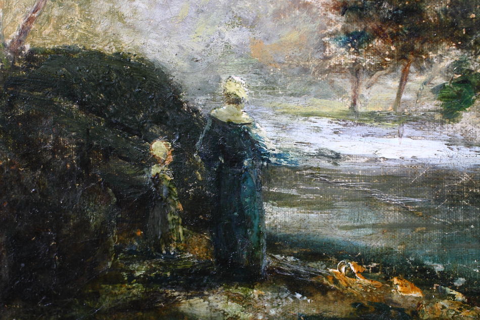 Woodland with a mother and child / Oil Painting