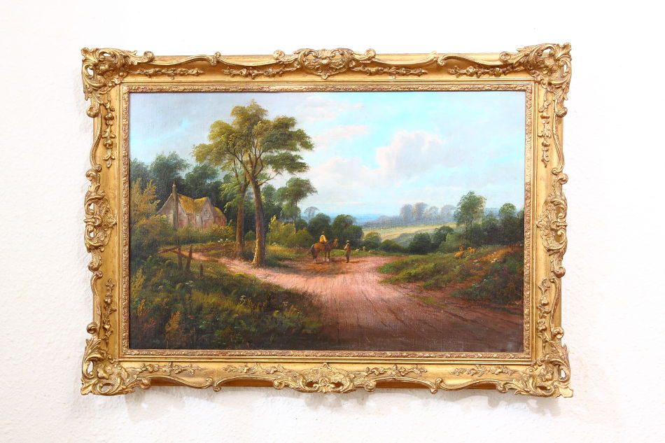 Horseman with Shepard/Oil Painting