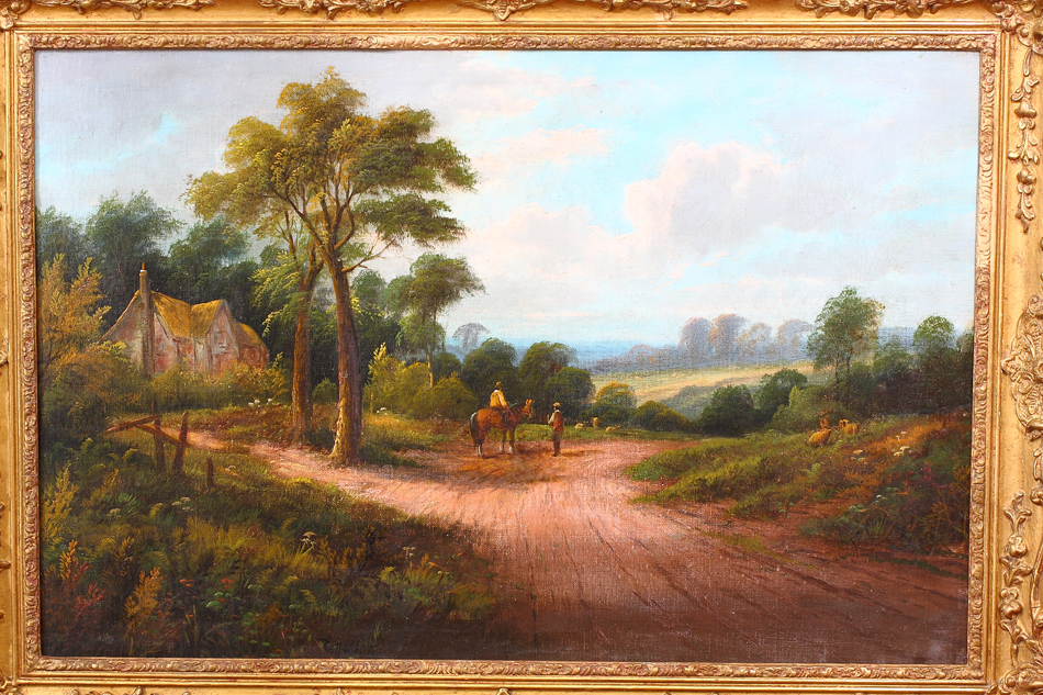 Horseman with Shepard/Oil Painting