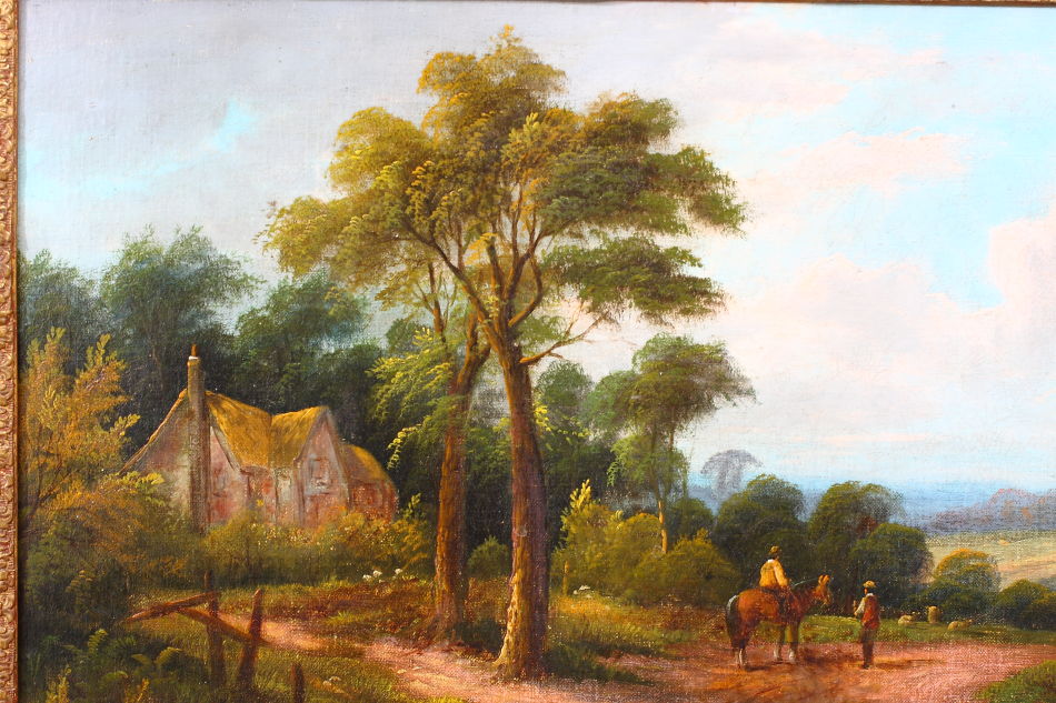 Horseman with Shepard/Oil Painting