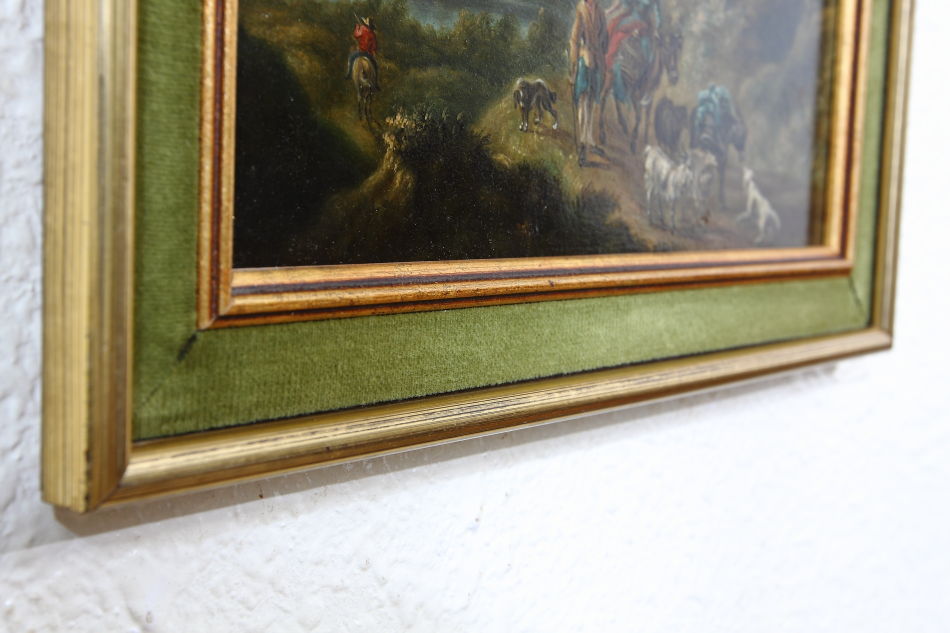 Travellers in Landscape / Oil Painting