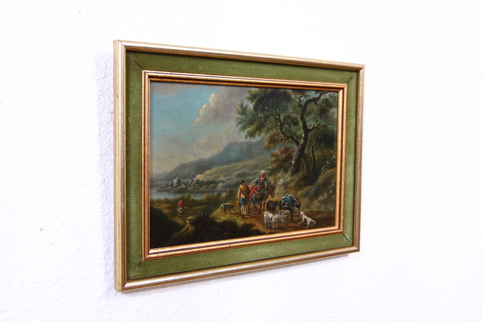 Travellers in Landscape / Oil Painting