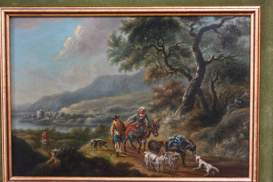 Travellers in Landscape / Oil Painting