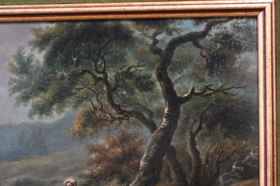 Travellers in Landscape / Oil Painting