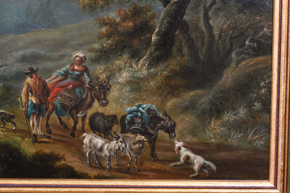 Travellers in Landscape / Oil Painting