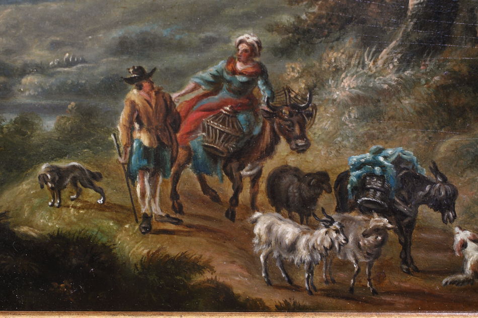 Travellers in Landscape / Oil Painting