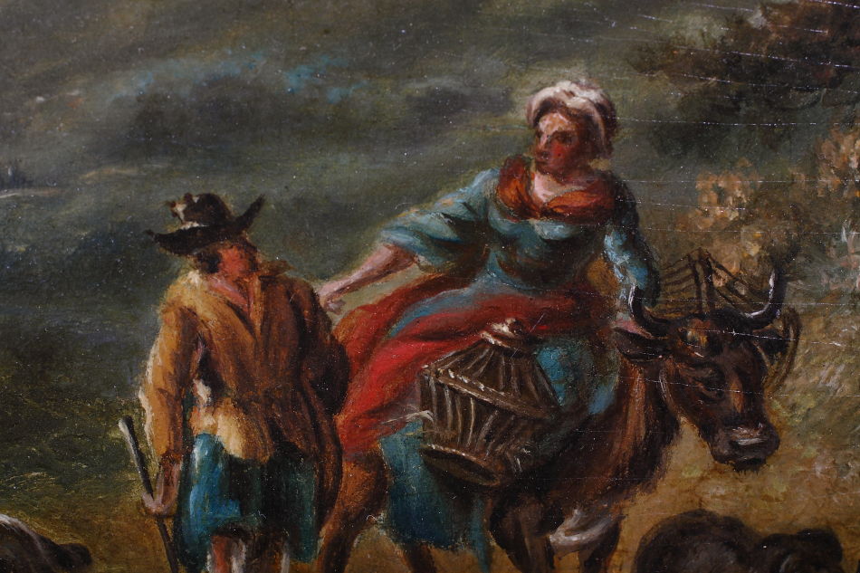 Travellers in Landscape / Oil Painting