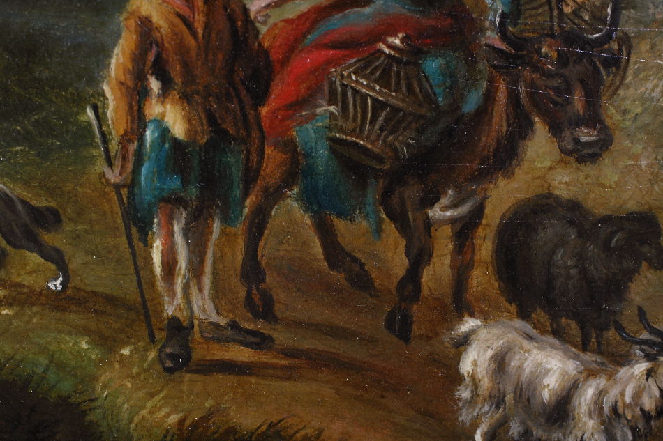 Travellers in Landscape / Oil Painting