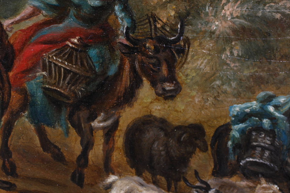 Travellers in Landscape / Oil Painting