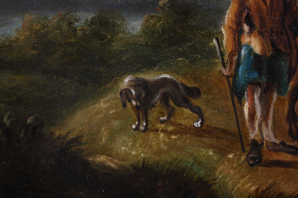 Travellers in Landscape / Oil Painting