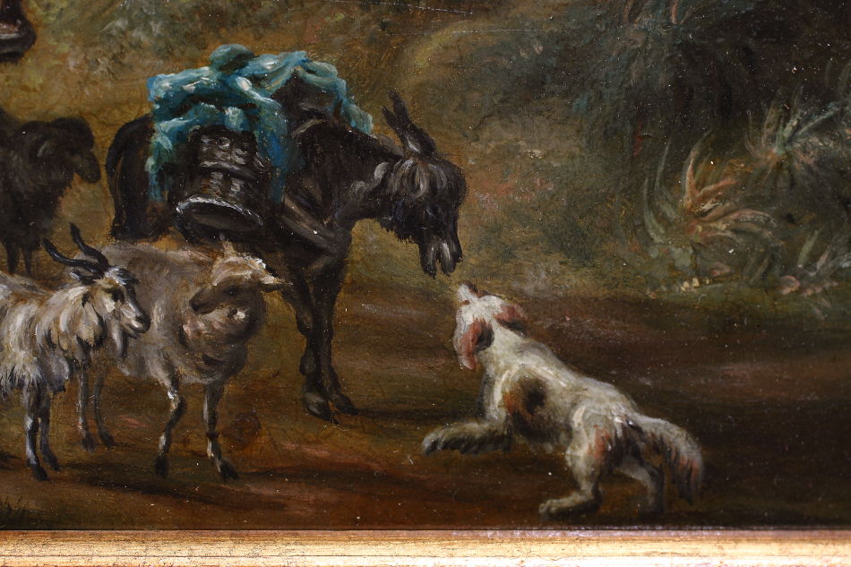 Travellers in Landscape / Oil Painting