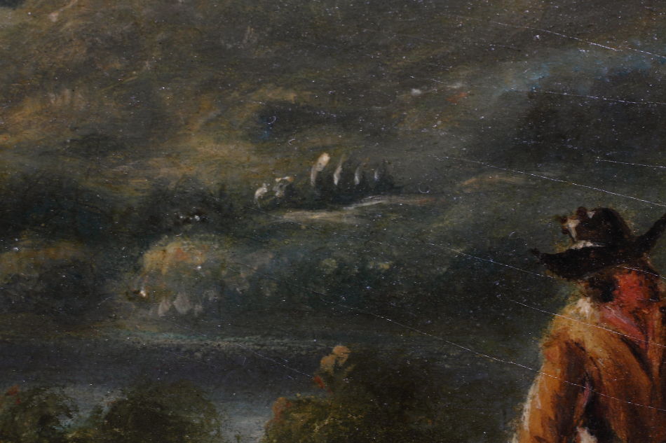 Travellers in Landscape / Oil Painting