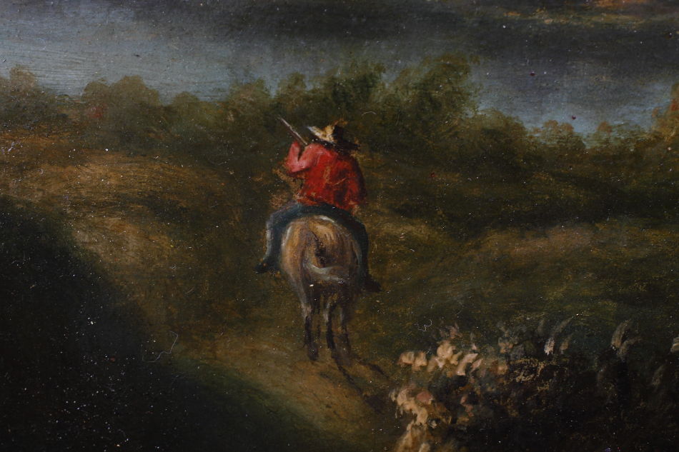 Travellers in Landscape / Oil Painting