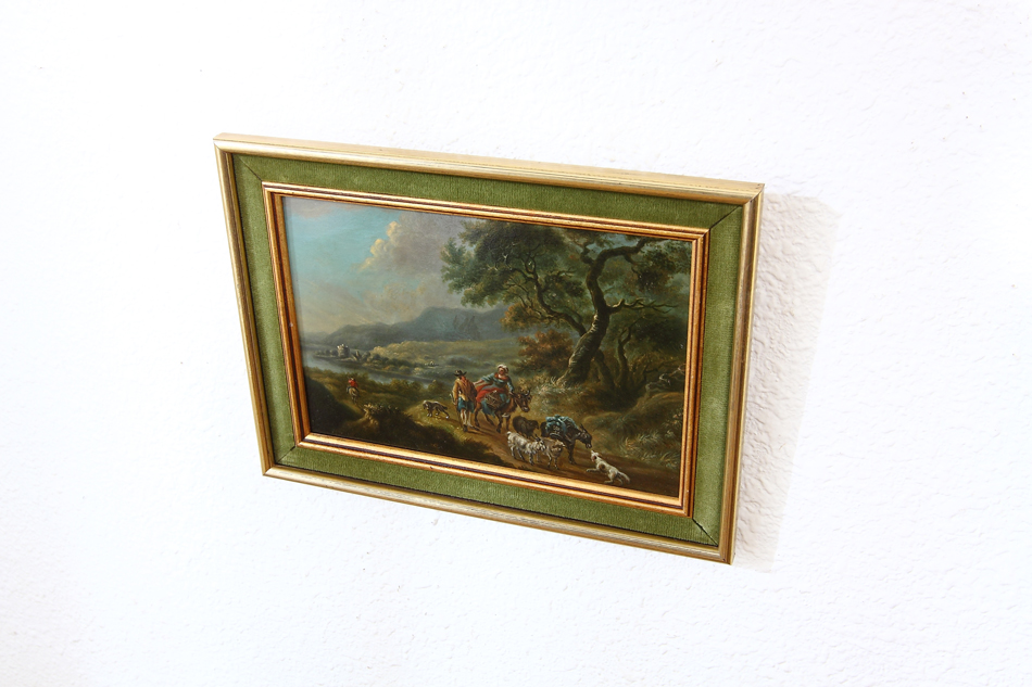 Travellers in Landscape / Oil Painting
