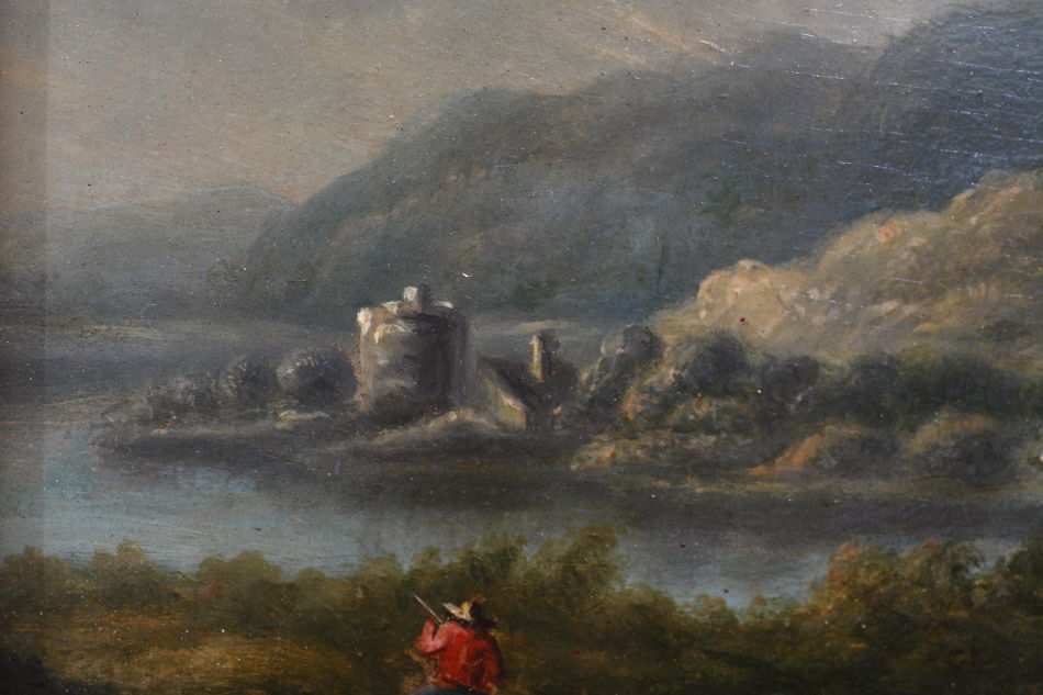 Travellers in Landscape / Oil Painting