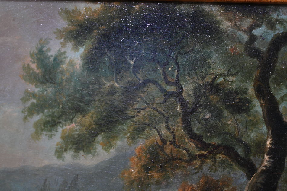 Travellers in Landscape / Oil Painting