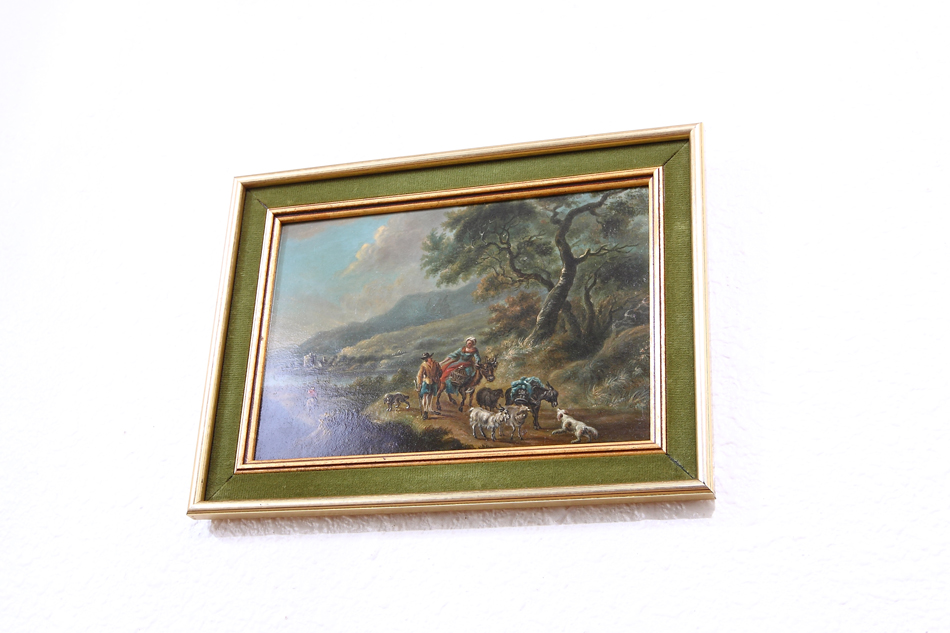 Travellers in Landscape / Oil Painting