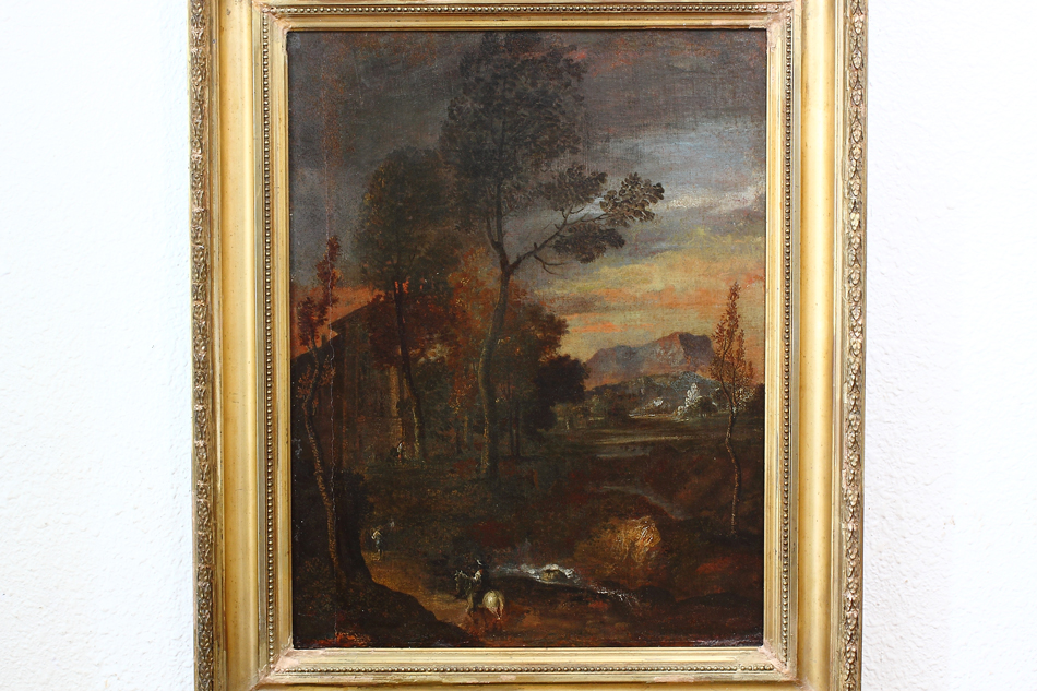 Travellers in Landscape / Oil Painting