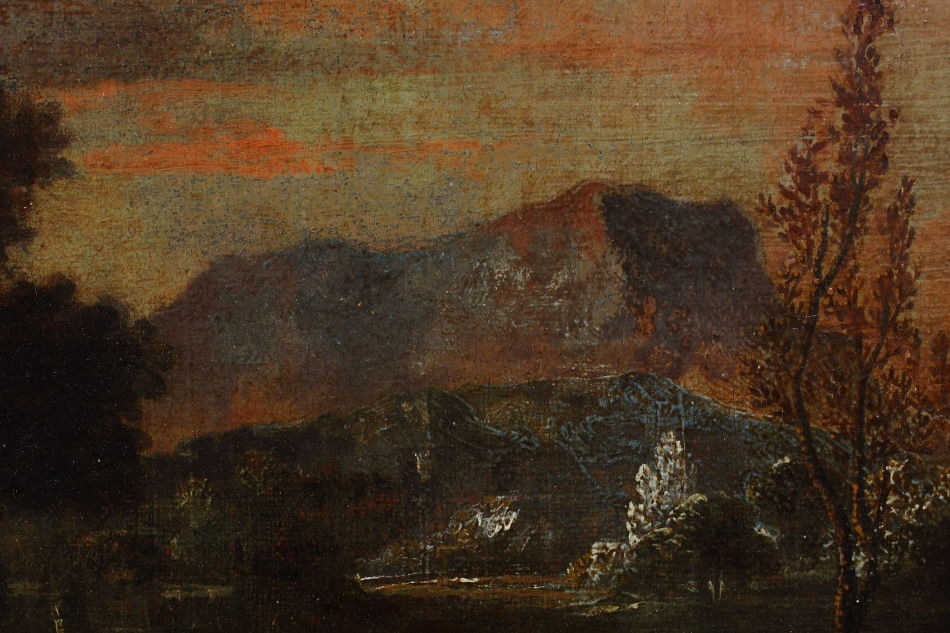 Travellers in Landscape / Oil Painting