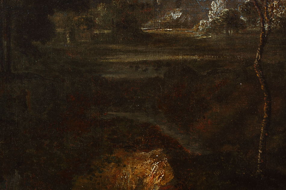 Travellers in Landscape / Oil Painting