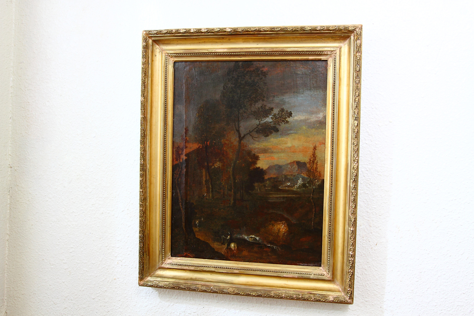 Travellers in Landscape / Oil Painting