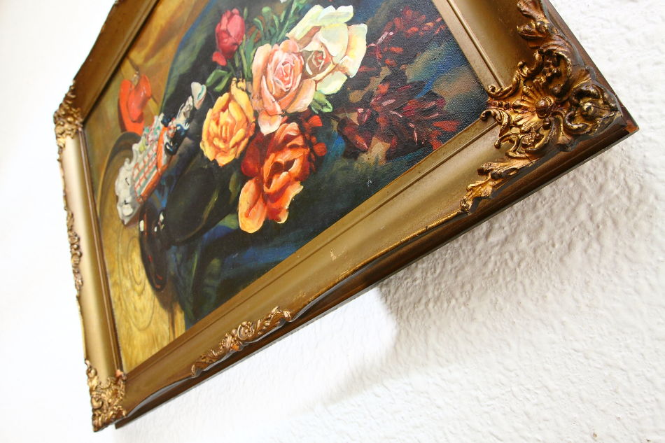 Flowers and a Porcelain Figure / Oil Painting