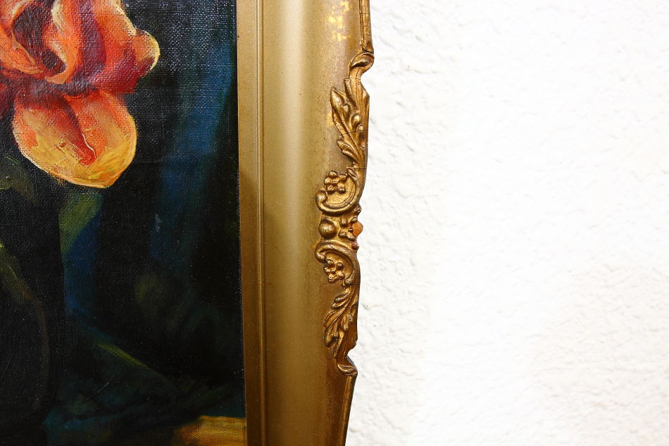Flowers and a Porcelain Figure / Oil Painting