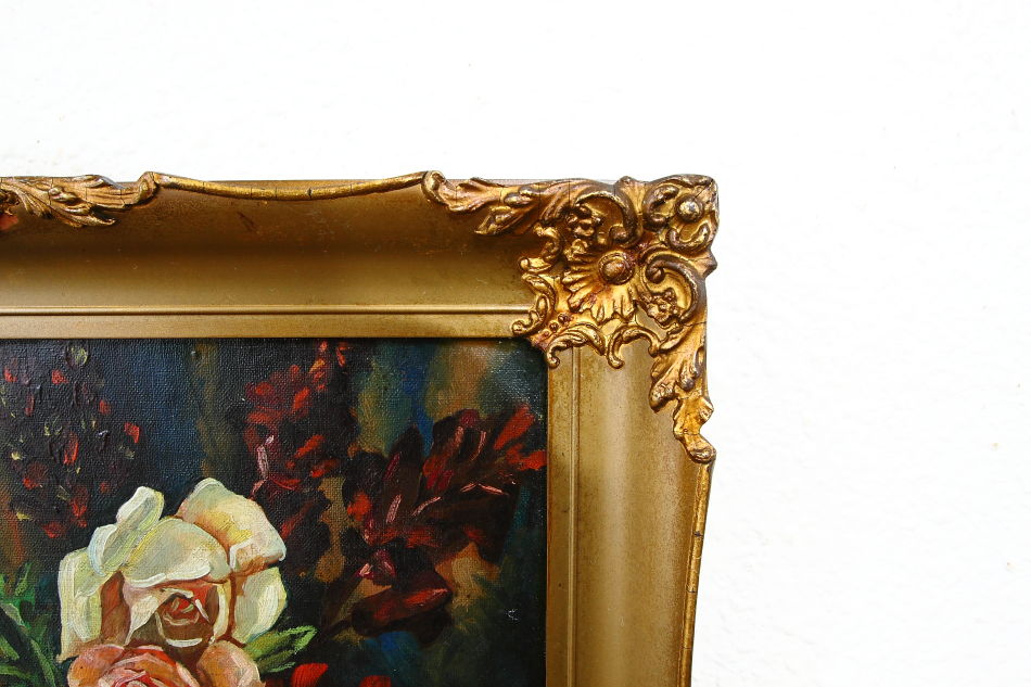 Flowers and a Porcelain Figure / Oil Painting