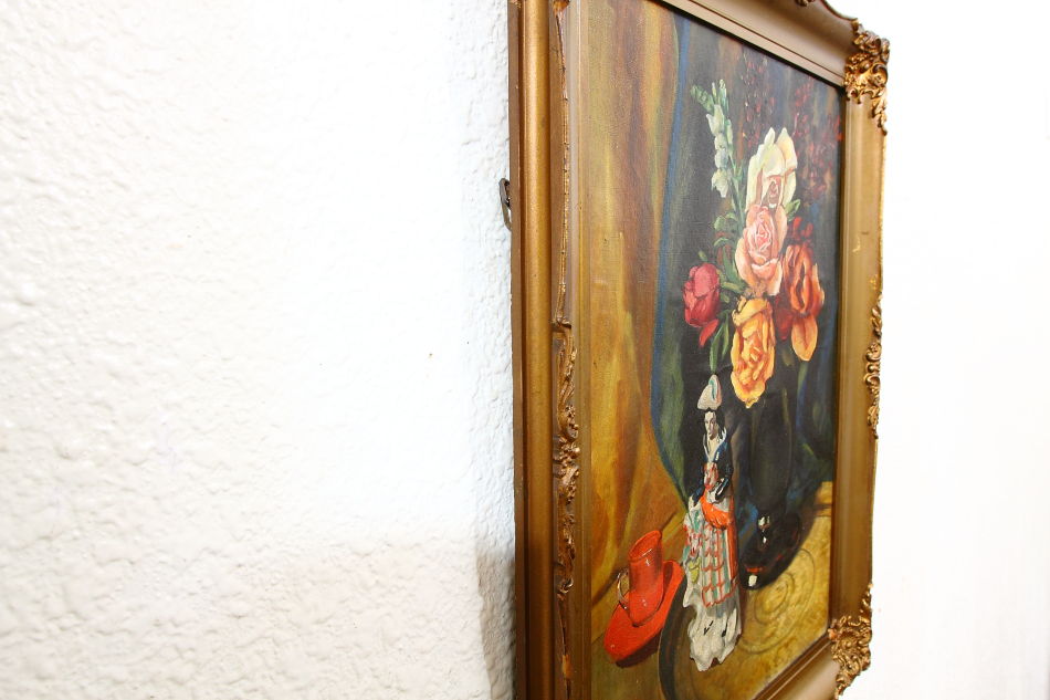 Flowers and a Porcelain Figure / Oil Painting