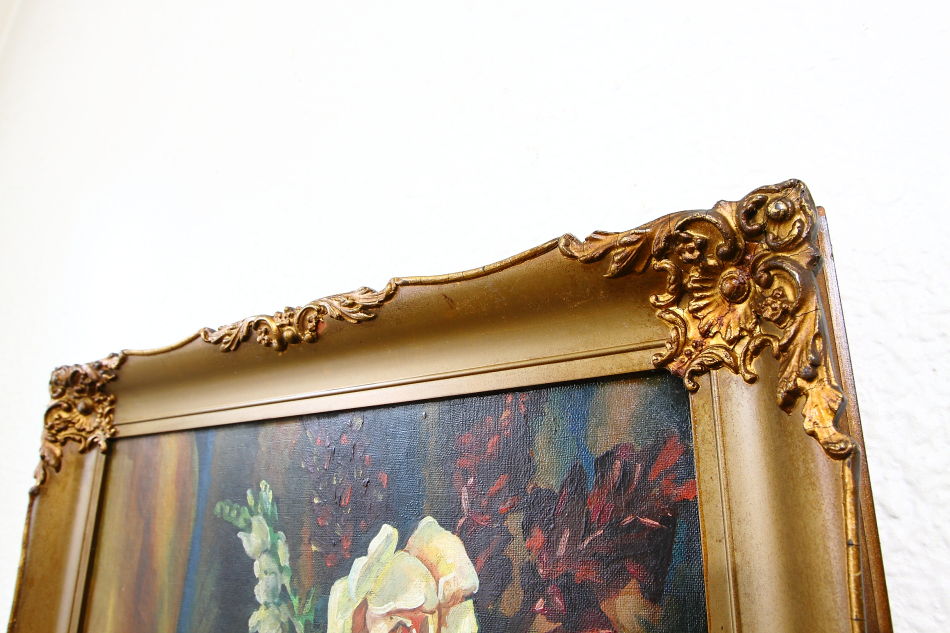 Flowers and a Porcelain Figure / Oil Painting