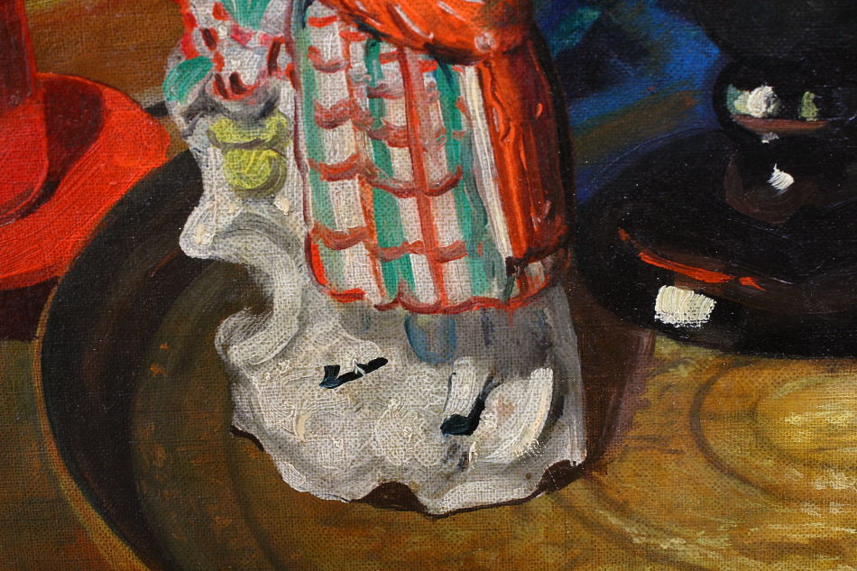 Flowers and a Porcelain Figure / Oil Painting