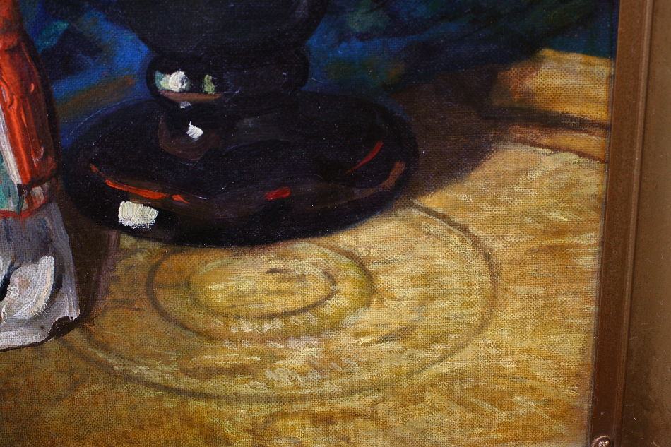 Flowers and a Porcelain Figure / Oil Painting
