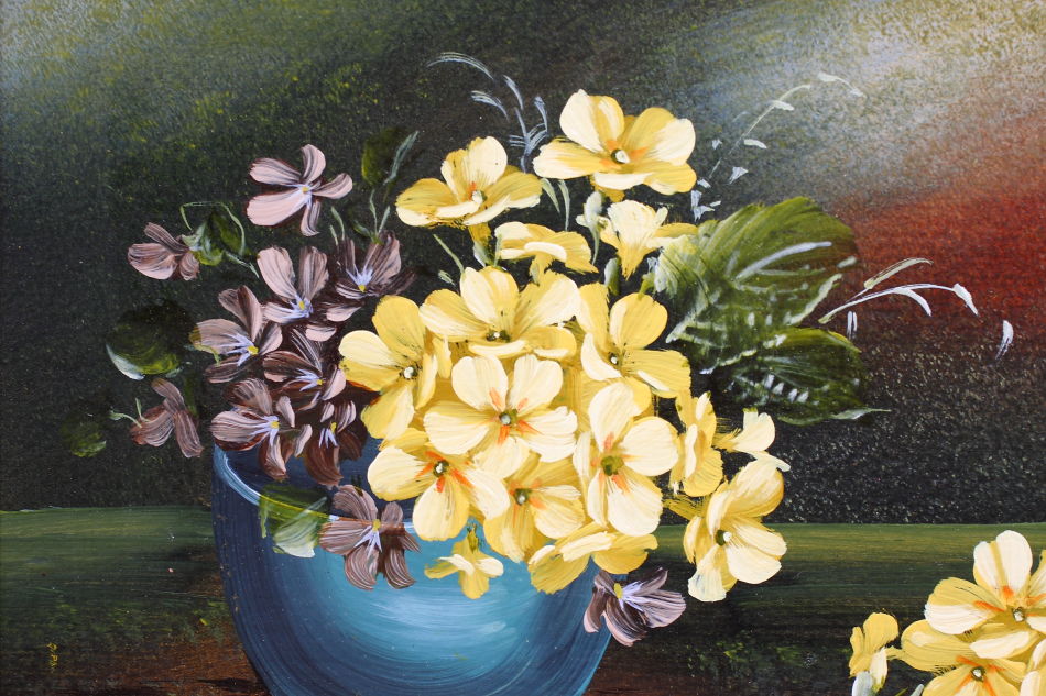 Flowers in a Vase / Oil Painting 