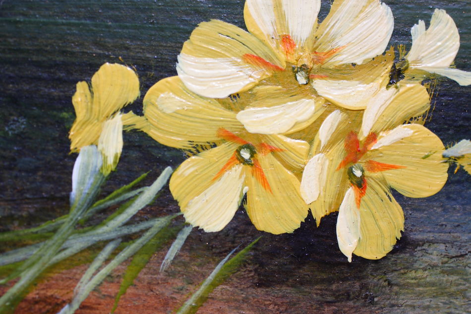 Flowers in a Vase / Oil Painting 