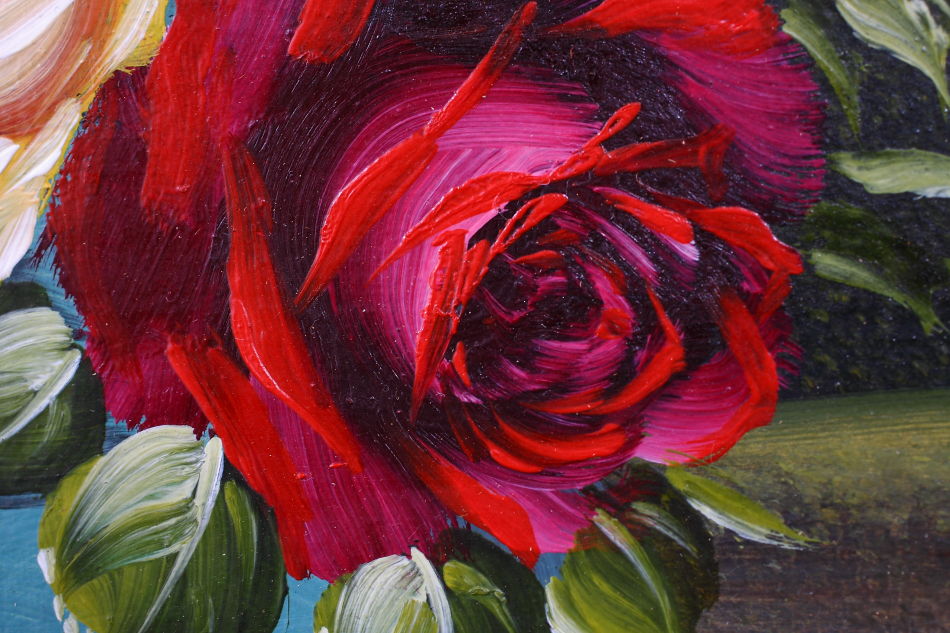 Roses in a Vase / Oil Painting 