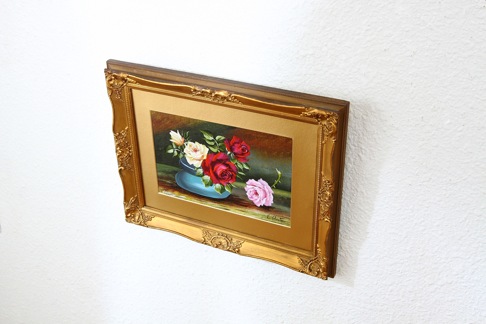 Roses in a Vase / Oil Painting 