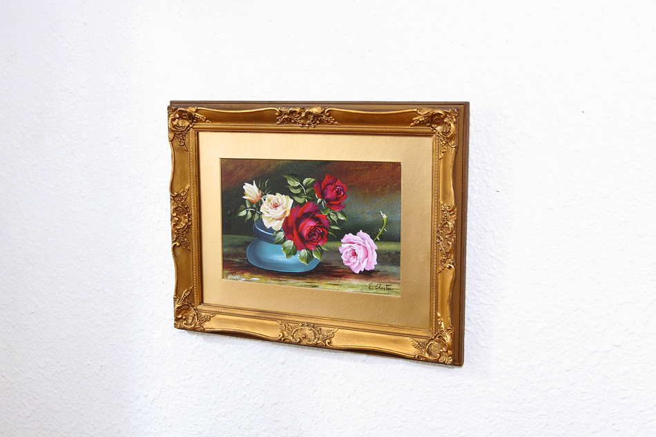 Roses in a Vase / Oil Painting 
