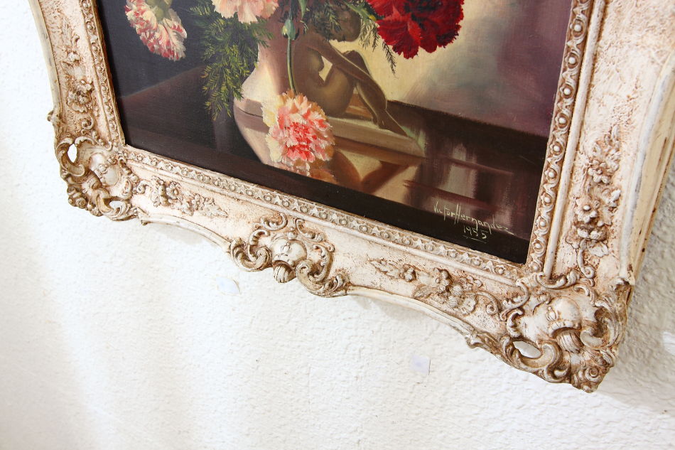 Carnations in a Vase / oil painting
