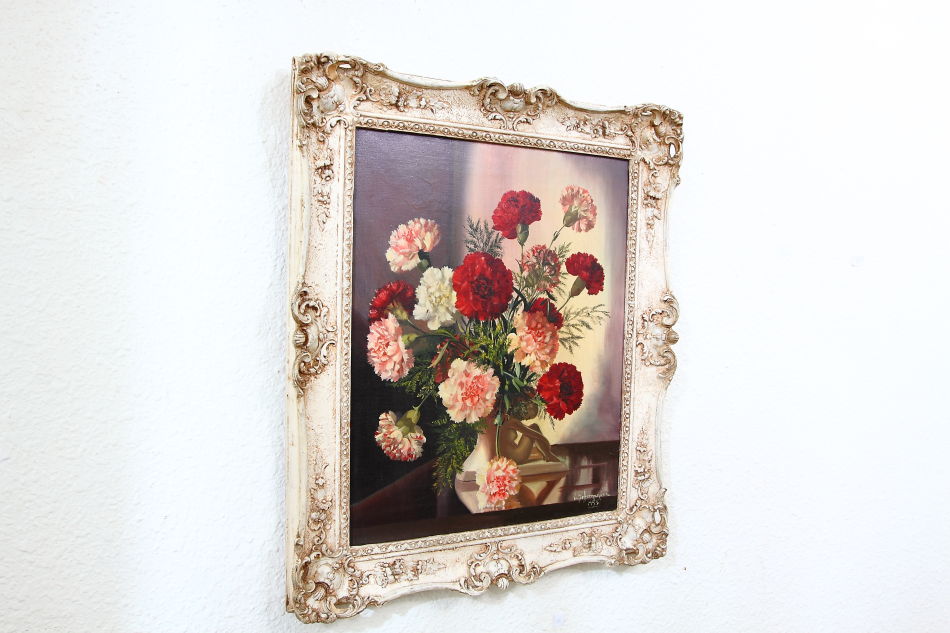Carnations in a Vase / oil painting