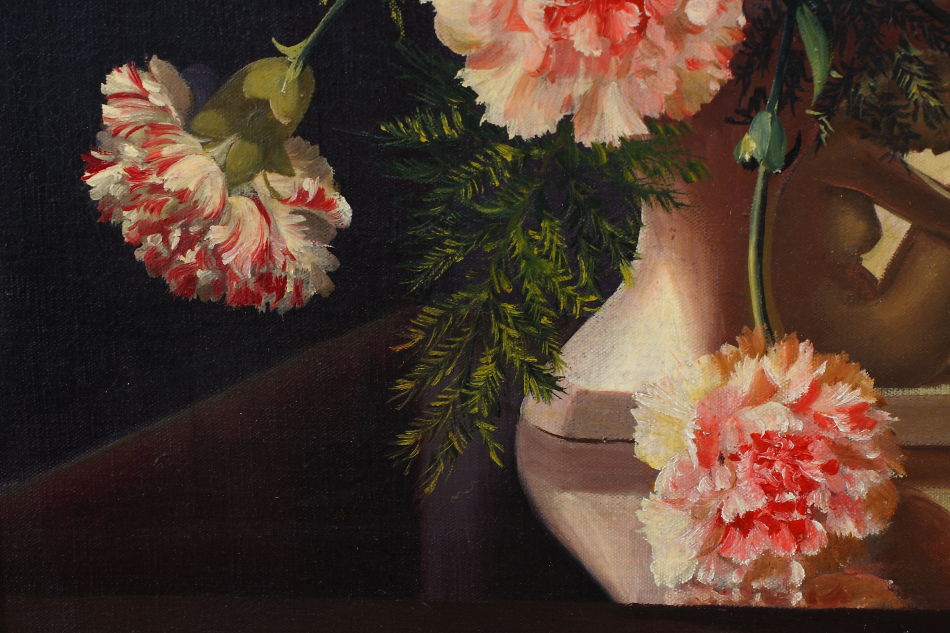 Carnations in a Vase / oil painting