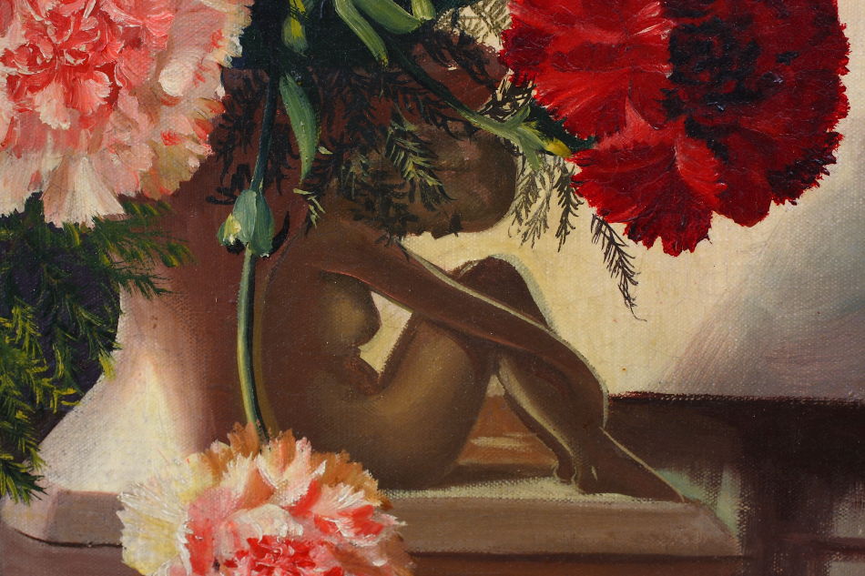 Carnations in a Vase / oil painting