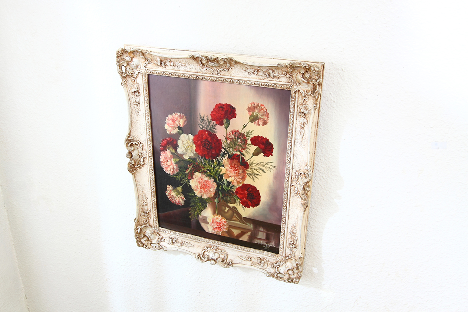 Carnations in a Vase / oil painting