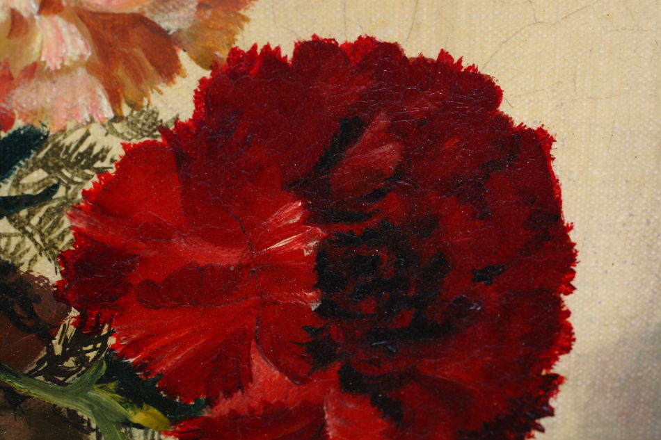 Carnations in a Vase / oil painting
