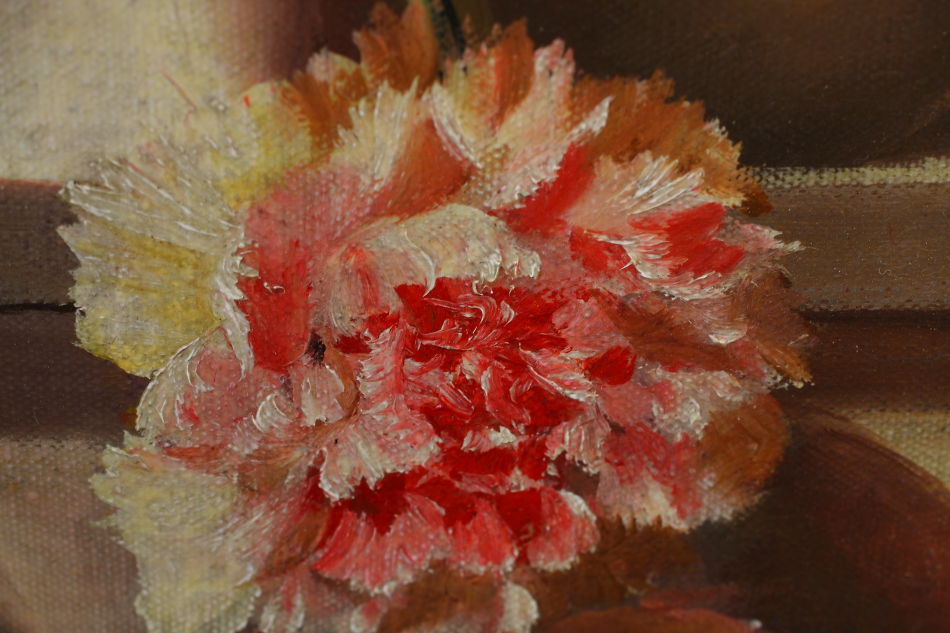 Carnations in a Vase / oil painting