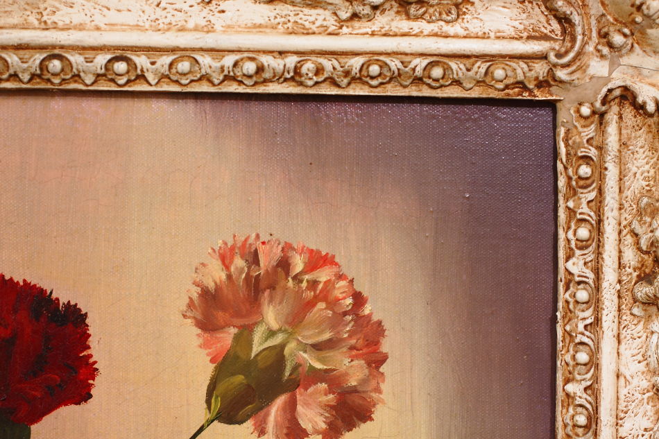 Carnations in a Vase / oil painting