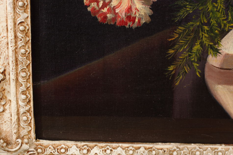 Carnations in a Vase / oil painting