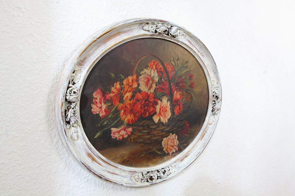 BASKET FLOWERS / oil painting
