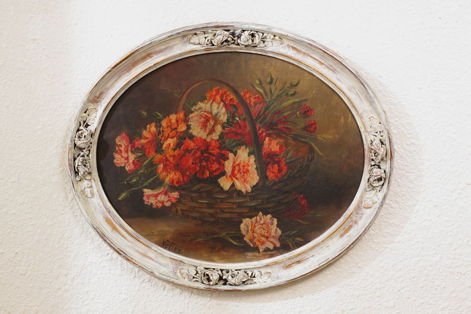 BASKET FLOWERS / oil painting